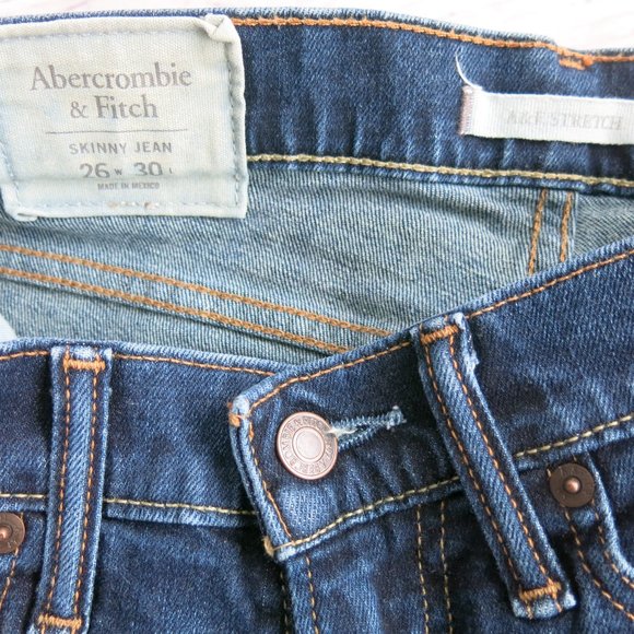 Abercrombie & Fitch Stretch Skinny Straight Leg Denim Jeans - Size 26 - Picture 5 of 6